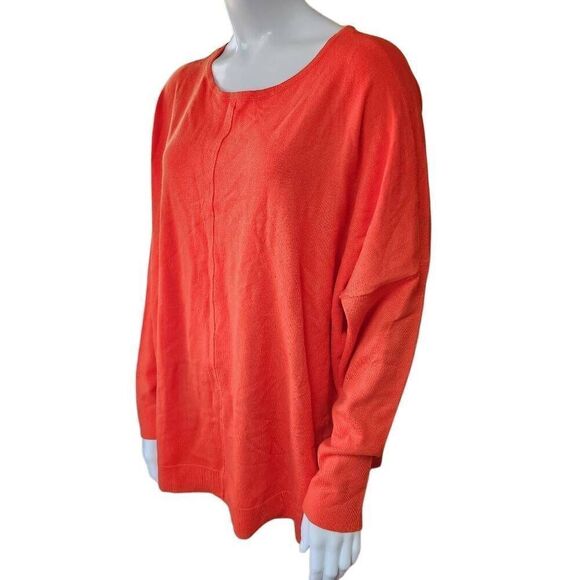 NWT Chico's Front Seam Rib Sleeve Orange Pullover Sweater (3) - Picture 1 of 6